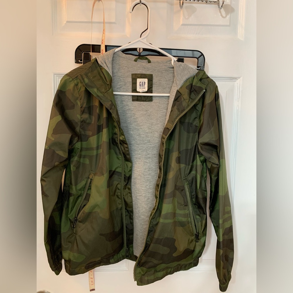 GAP Kids Camo Green Hooded Raincoat